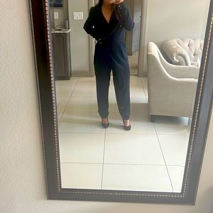 Tuxedo style navy jumpsuit